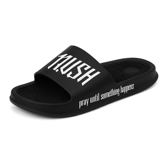 P.U.S.H. Black Slide Sandals – Pray Until Something Happens